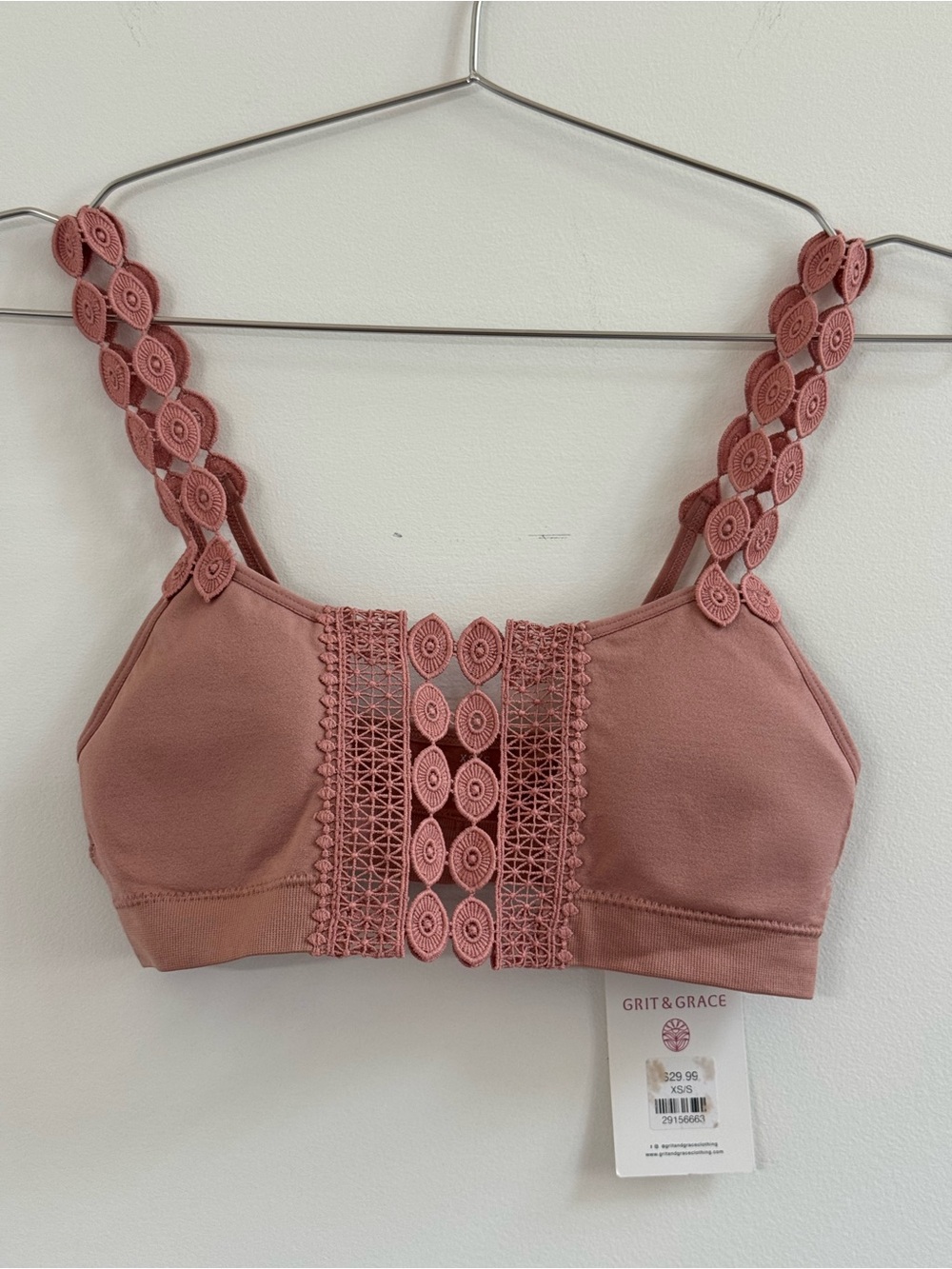 Dusty Rose Lace Trim Bralette